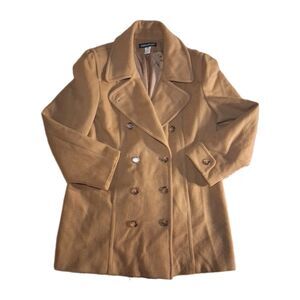 Savannah 100% Wool Pea Coat Camel Tan  Size 12 Vintage Rare